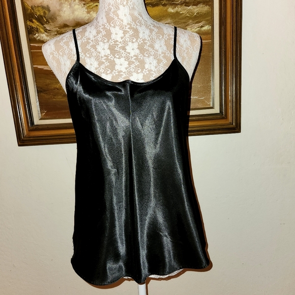 Vintage 1980s Black Satin Camisole by Cinema Etoile - Picture 2 of 11